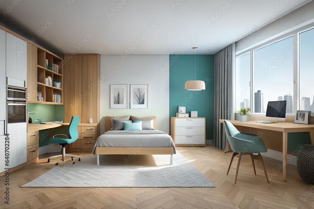 Fototapeta premium Modern bedroom design -AI Generative