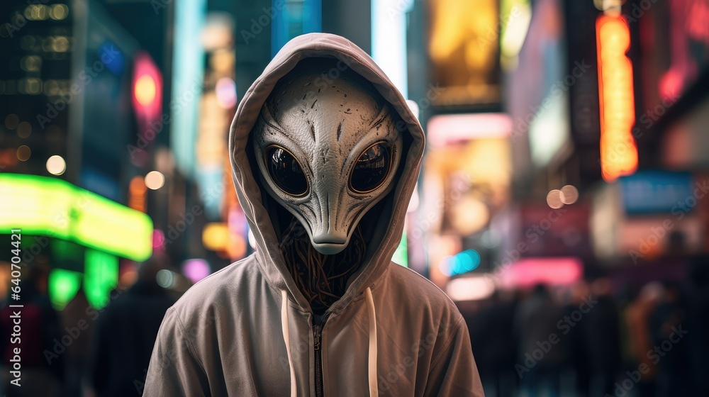 Alien in New York wearing a hoodie, Alien whistleblower declassified reports UFO sightings conspiracy theory Alien in New York wearing a hoodie, Alien whistleblower declassified reports UFO sightings conspiracy theory