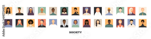 Icons of different people. Modern design.	