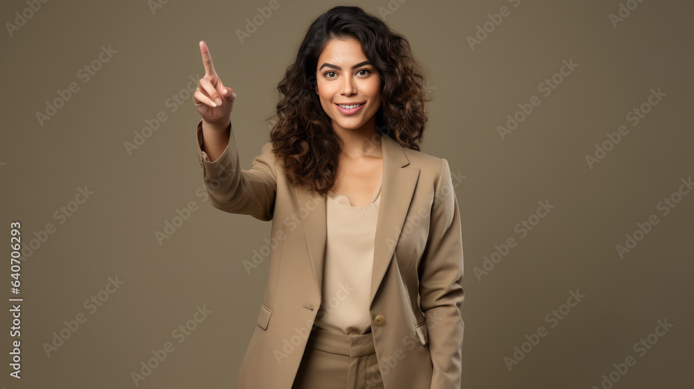 Young woman wearing casual clothes pointing with hand and finger to the side looking at the camera. Young woman wearing casual clothes pointing with hand and finger to the side looking at the camera.