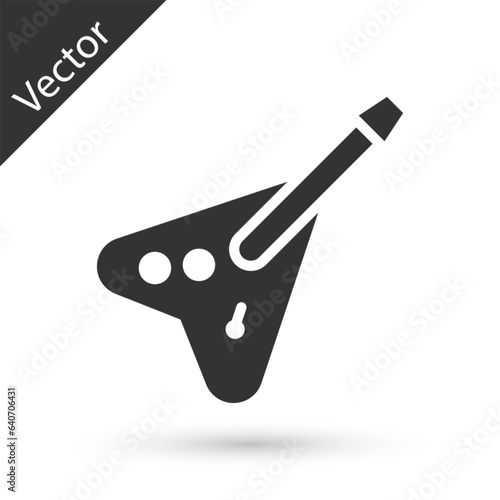 Grey Electric bass guitar icon isolated on white background. Vector