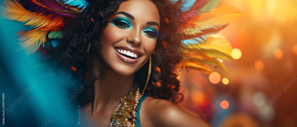 Beautiful young woman samba dancers performing in carnival costume ...
