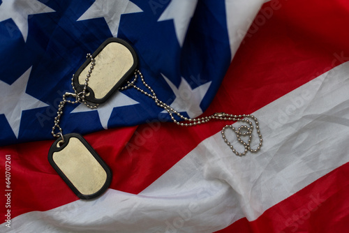 army badge on the background of the american flag photo