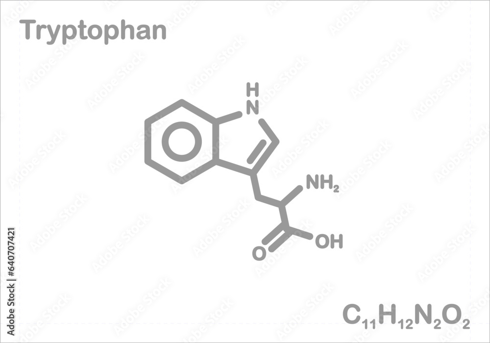 Tryptophan. Simplified structural formula. Tryptophan. Simplified structural formula.