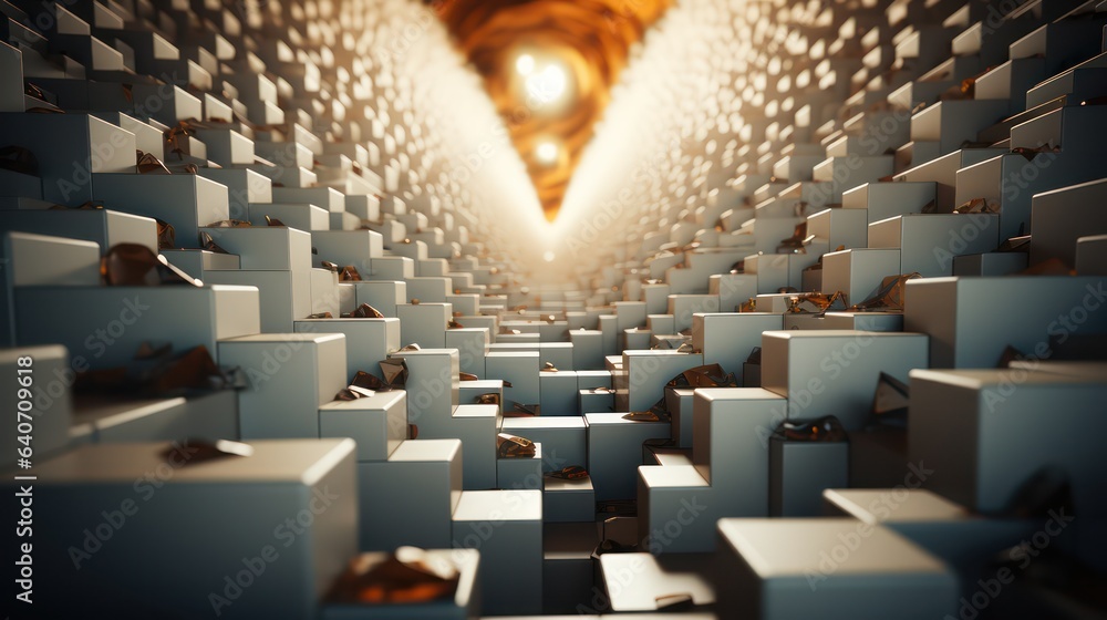 Obraz premium Abstract 3d rendering of chaotic white cubes. Futuristic background.