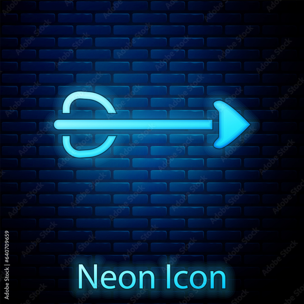 Glowing neon Arrow icon isolated on brick wall background. Vector Glowing neon Arrow icon isolated on brick wall background. Vector