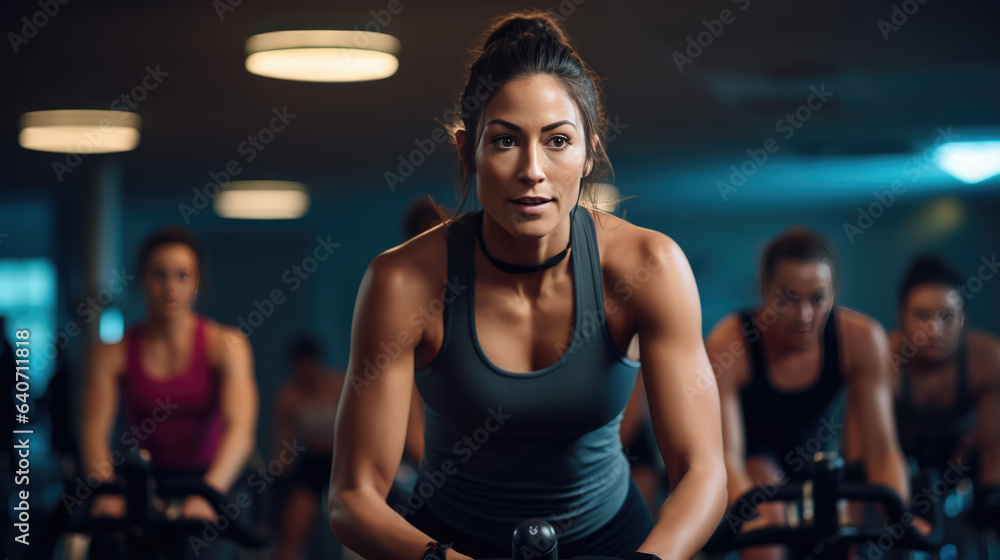 Portrait of a young athletic woman in a gym