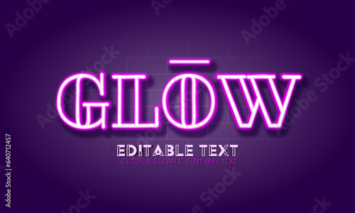 Glowing Neon Editable Vector Text Effect AI