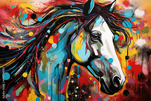 A colorful painting horse Creating using generative AI 