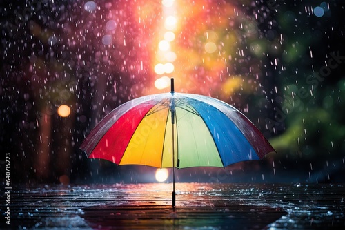 Murais de parede nature drop raining shower outdoors colourful autumn water umbrella rainbow back
