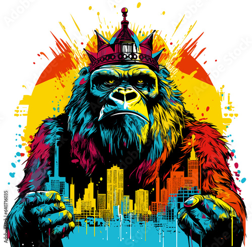 giant gorilla on the streets of a metropolis