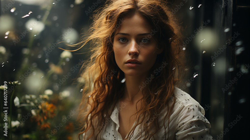 Generative AI, Beautiful girl with no make up in the autumn garden, aesthetic, muted neutral colors Generative AI, Beautiful girl with no make up in the autumn garden, aesthetic, muted neutral colors