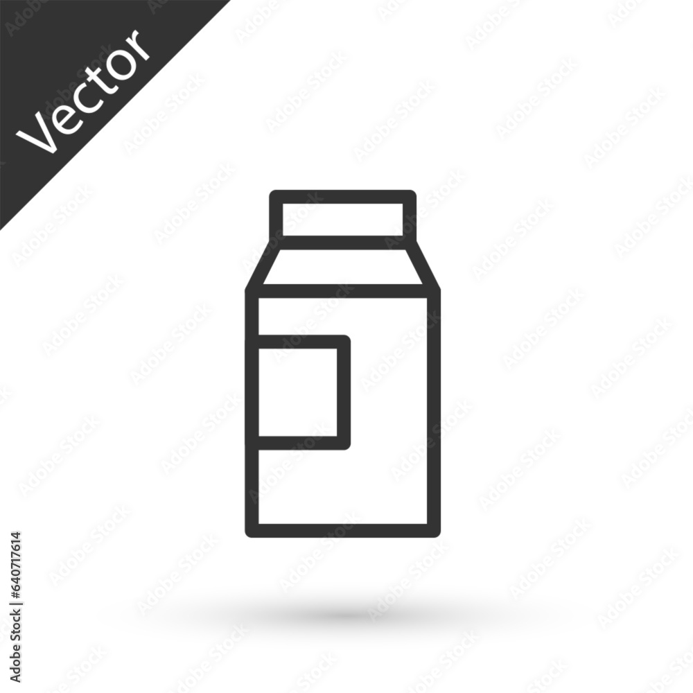 Grey line Paper package for milk icon isolated on white background. Milk packet sign. Vector Grey line Paper package for milk icon isolated on white background. Milk packet sign. Vector