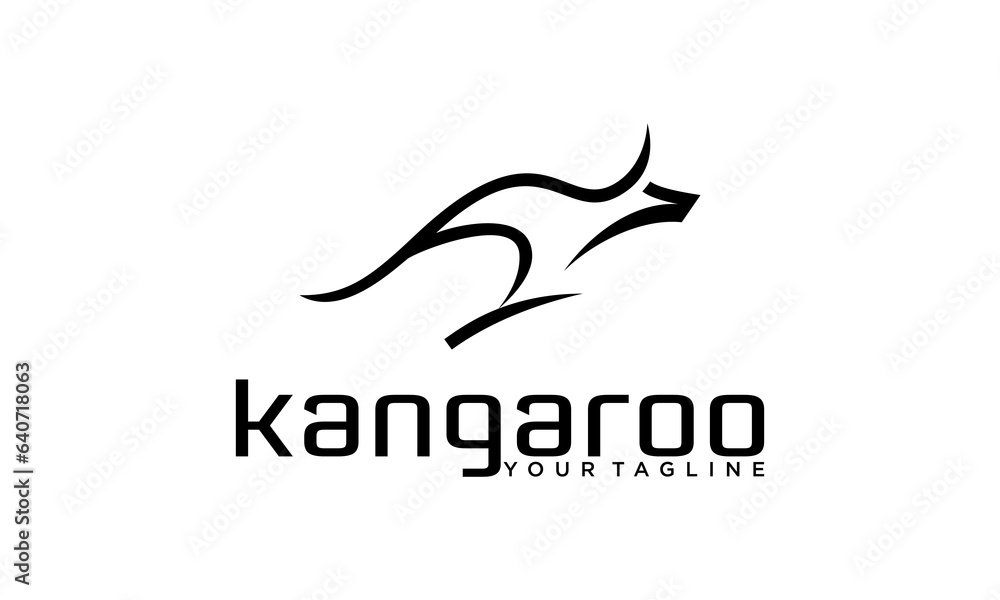 kangaroo logo vector flat design Marsupial in outline kangaroo logo vector flat design Marsupial in outline