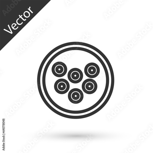 Grey line Caviar on a plate icon isolated on white background. Vector.