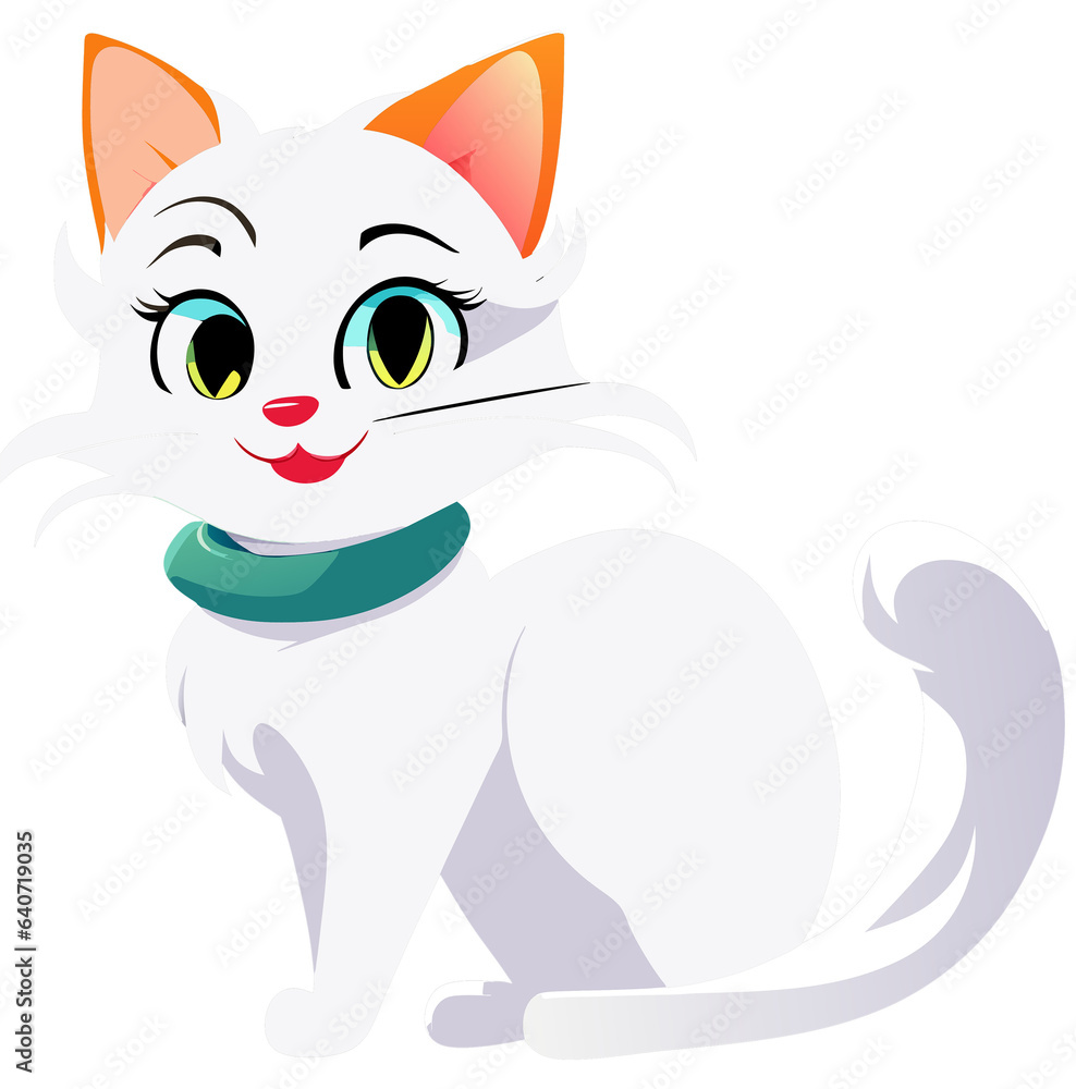 white cat cartoon