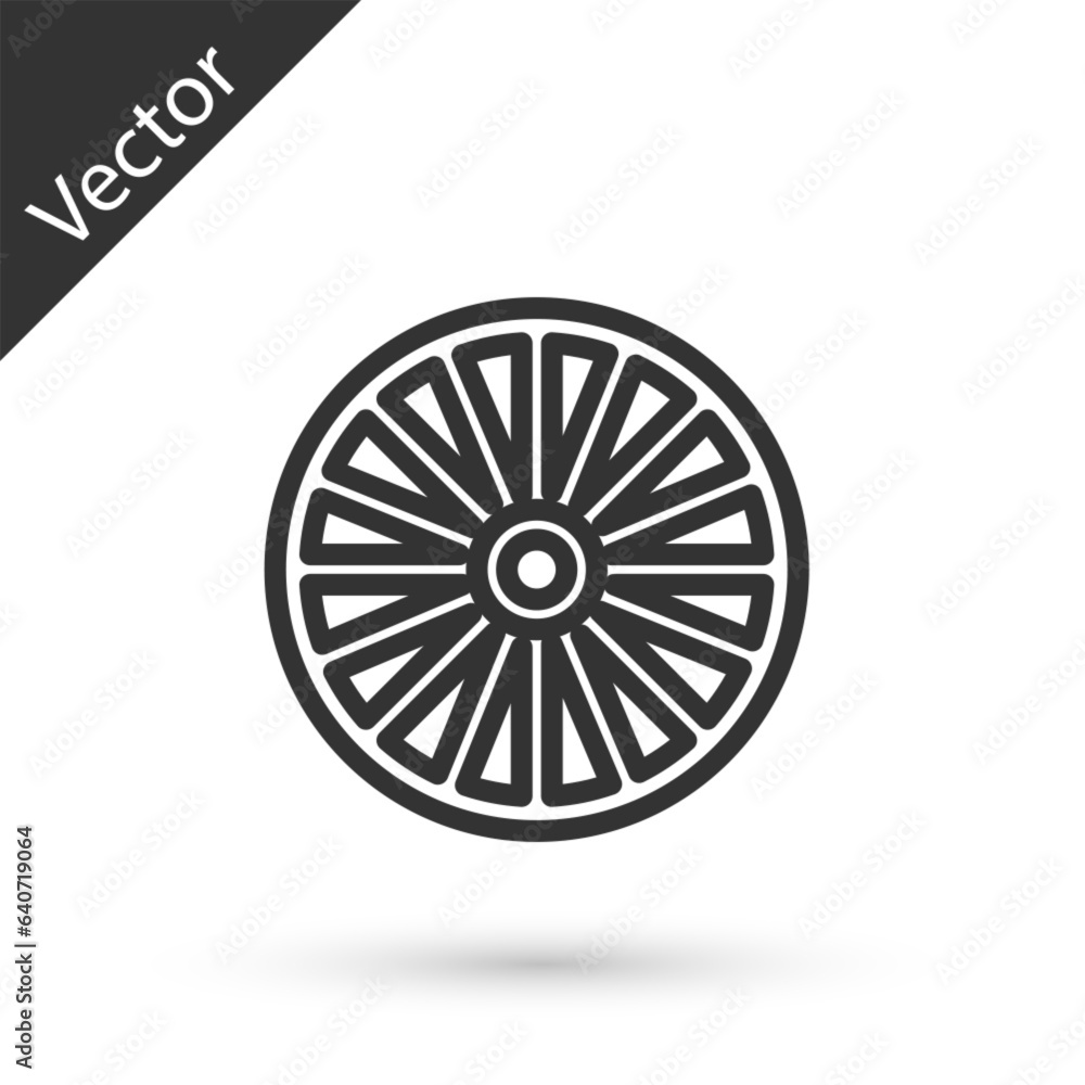 Grey line Alloy wheel for a car icon isolated on white background. Vector Grey line Alloy wheel for a car icon isolated on white background. Vector