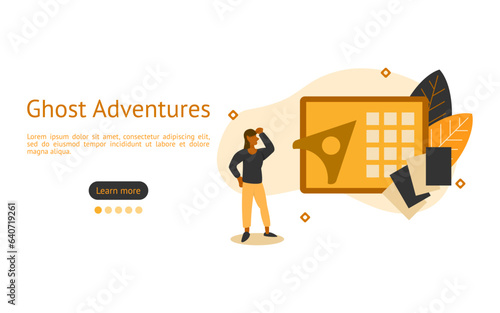 Halloween night illustration. characters are looking at playing Ouija board in Halloween night. Halloween night activity concept. vector illustration.