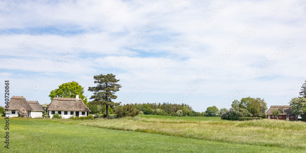 Landscape with old farm house at Langeland,Denmark
