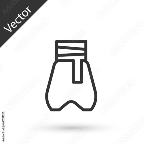Grey line Cossack pants with a belt icon isolated on white background. Cossack bloomers. Vector