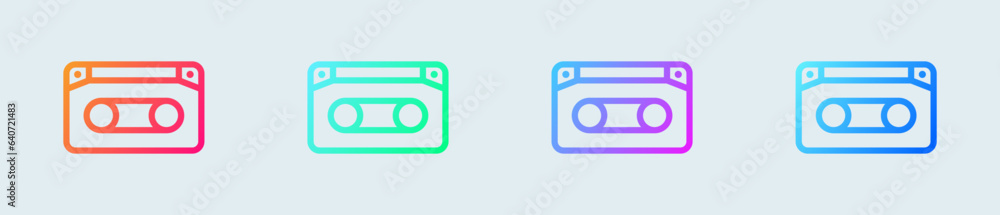 Vhs line icon in gradient colors. Tape cassette signs vector illustration. Vhs line icon in gradient colors. Tape cassette signs vector illustration.
