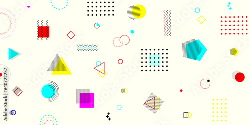 A set of abstract geometric shapes. Memphis design. For Internet, vintage, advertising, commercial banner, poster, billboard, sale, brochure, cover. Vector illustration.