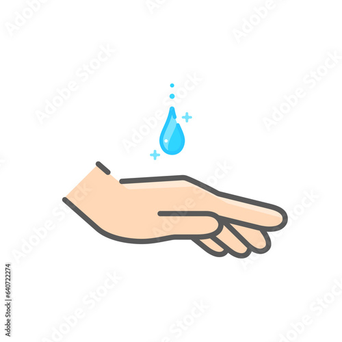 人の手と雫のシンプルでかわいいイラスト - 保湿･化粧水･スキンケアのイメージ素材
