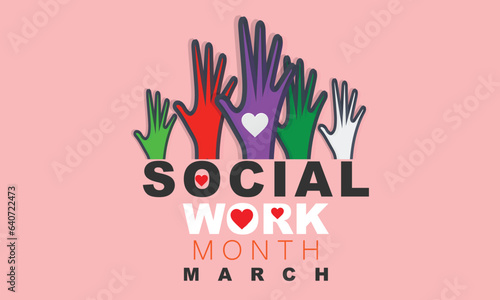 Social work month. background, banner, card, poster, template. Vector illustration.