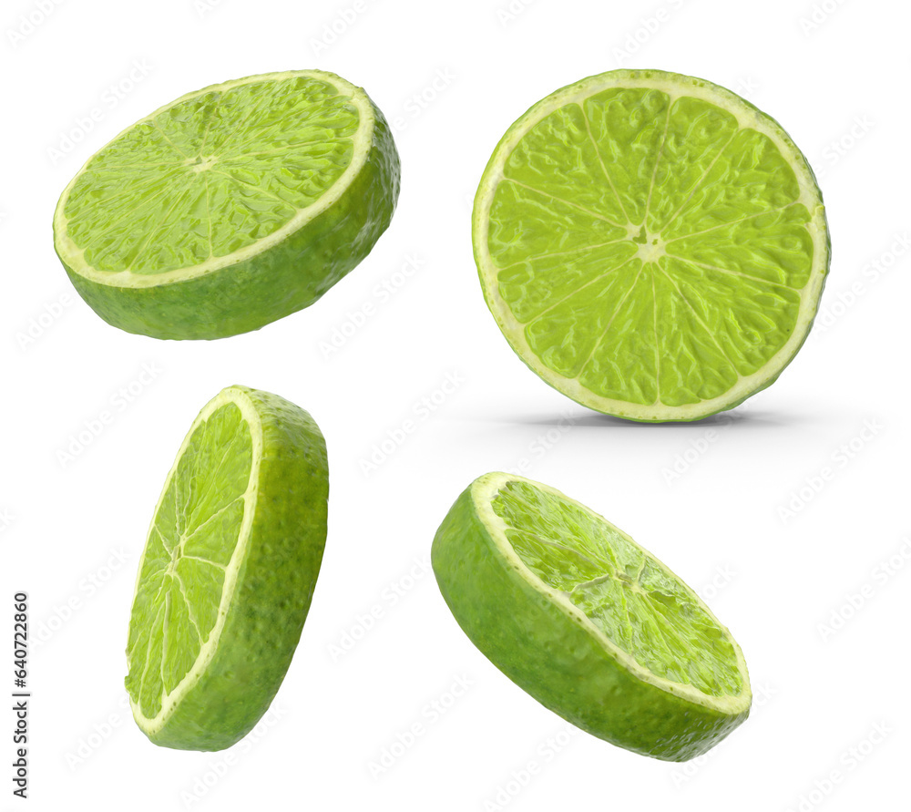 lime slices on transparent background