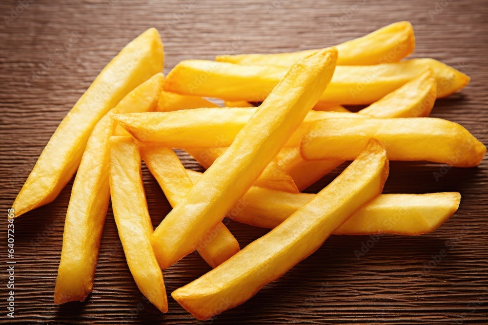 Yummy french fries on wooden background Yummy french fries on wooden background