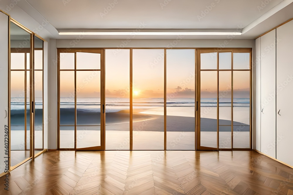 Fototapeta premium empty room with windows