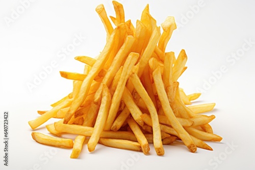 Heap of yummy french fries isolated on white background