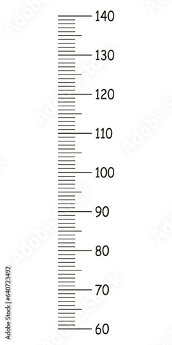 Kids height chart from 60 to 140 centimeters. Template for wall growth sticker isolated on a white background. Vector illustration. Meter wall or growth ruler. Eps.