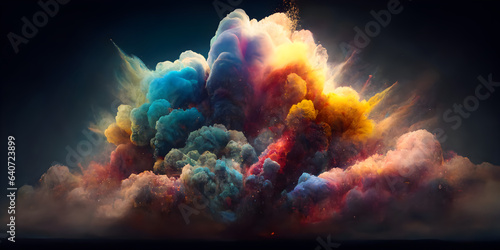 Vibrant cosmic dance of hues in a mesmerizing galaxy cloud, painting the infinite space with a kaleidoscope of colours and awe-inspiring beauty