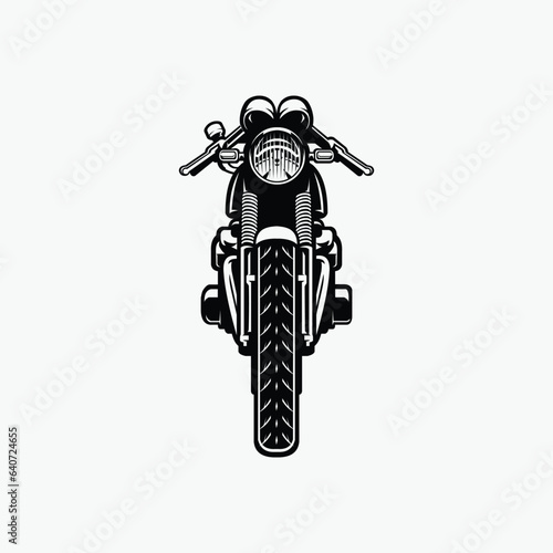 Cafe Racer Motorbike Front View Vector Art Silhouette Illustration Isolated