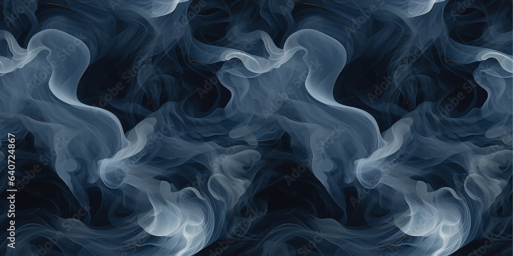 Obraz premium Deep blue moke waves seamless pattern. Moving air surface. Vapor billows in the environment.