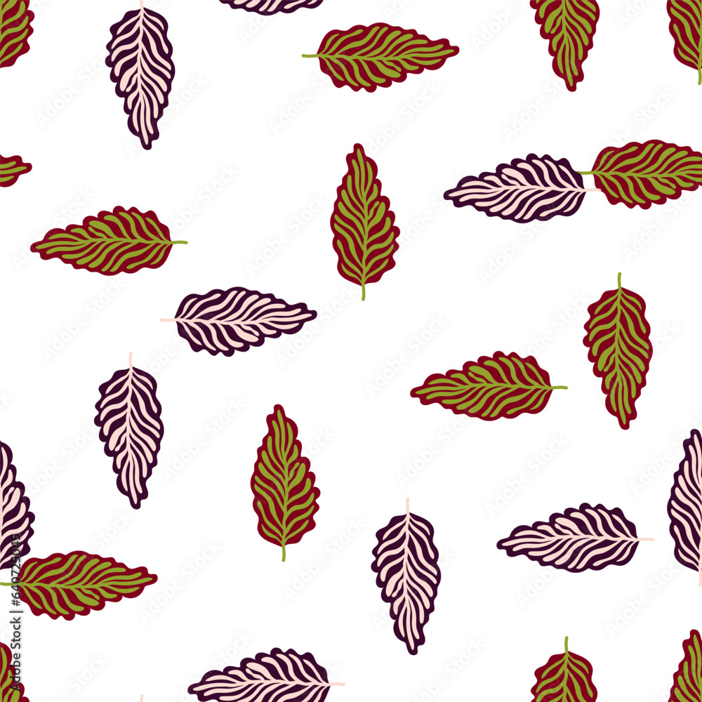 Obraz premium Abstract autumn leaves seamless pattern. Simple botanical leaf background.