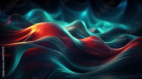 abstract colorful background with smooth wavy lines in green and red 