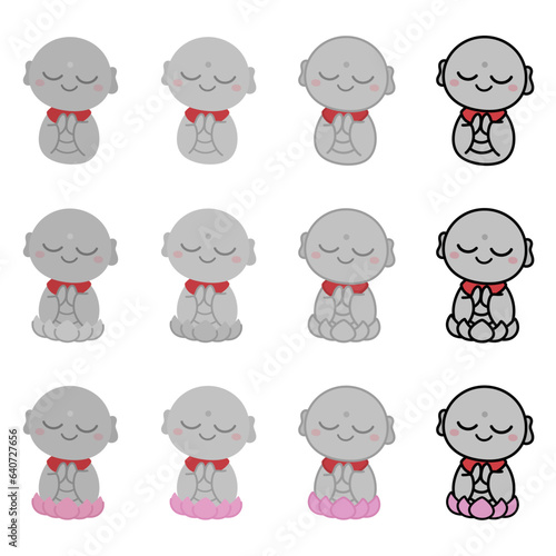 かわいいお地蔵様のイラスト素材セット