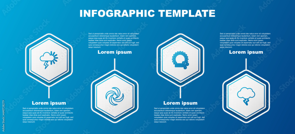 Set line Storm, Tornado, Wind and sun and . Business infographic template. Vector Set line Storm, Tornado, Wind and sun and . Business infographic template. Vector