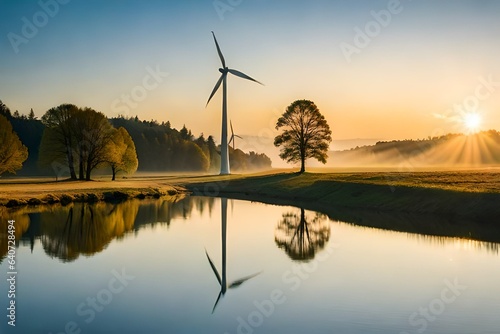 windmill in the morning