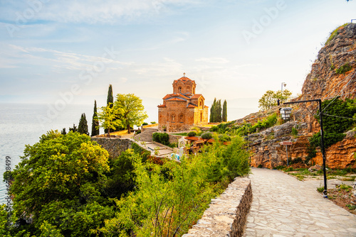 Samuel's Fortress and Plaosnik at Ohrid lake in North Macedonia. Church of St. John the Theologian -at Kaneo photo