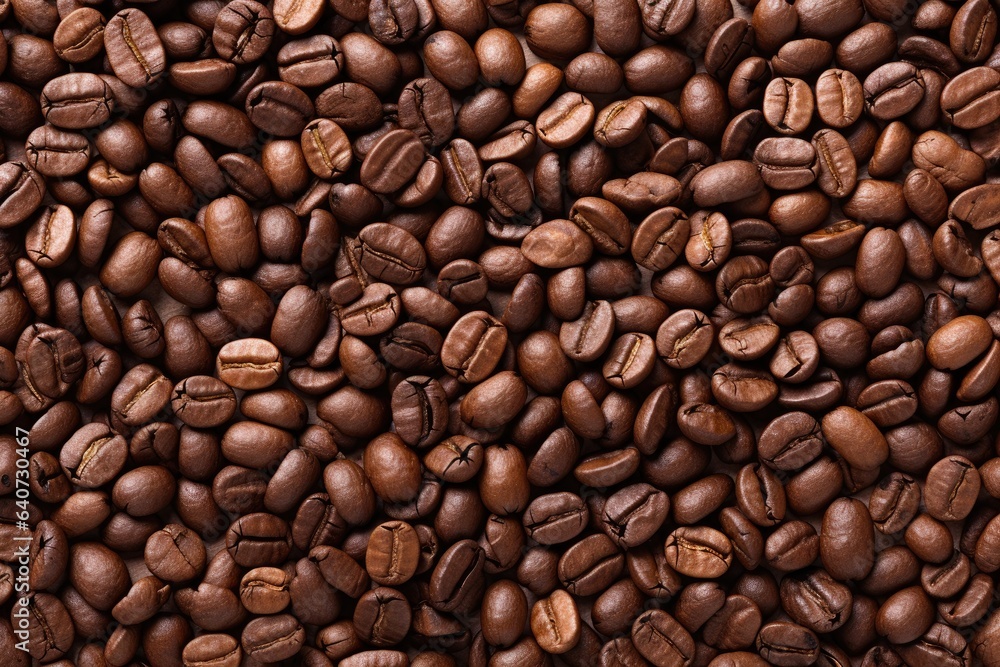 Obraz premium Roasted Coffee beans background, texture and copy spase, top view.