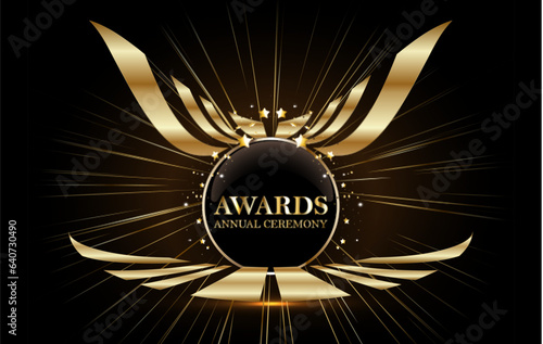 Golden black background of the award. Stunning luxury graphics.