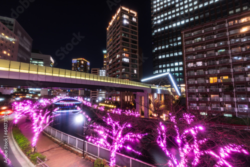 東京都・目黒川 冬の桜イルミネーション 