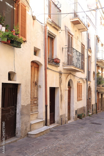 Castelli Street View with House Facades in Abruzzo  Italy