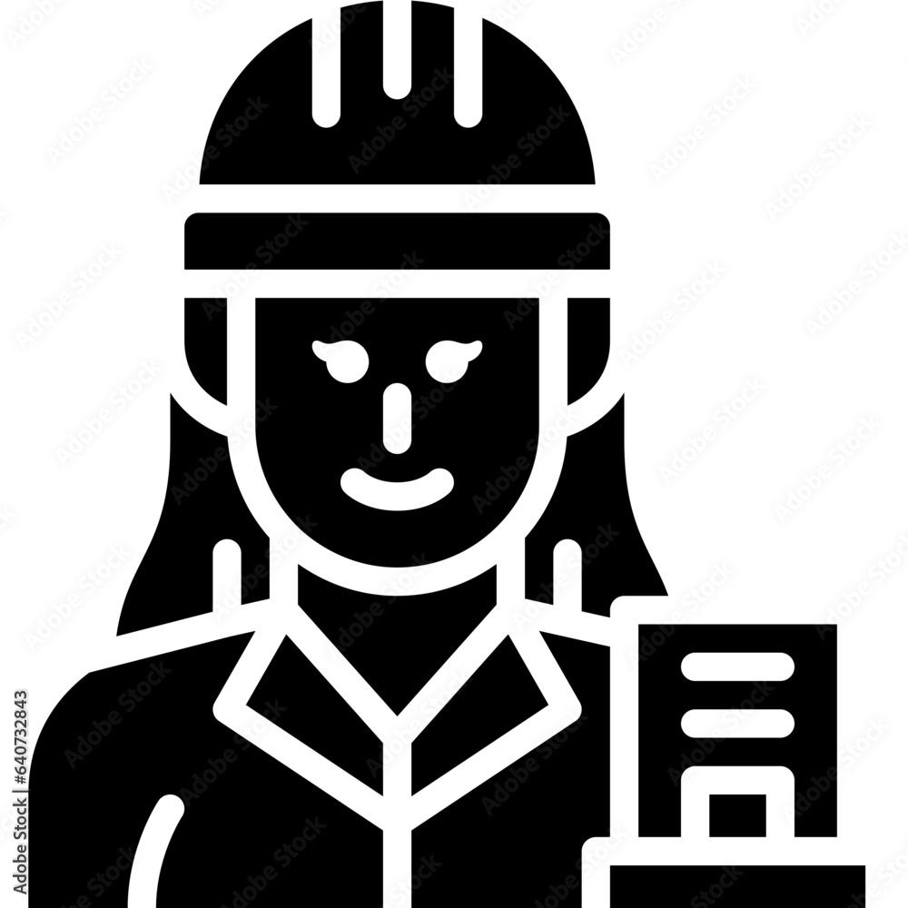 woman contractor solid icon