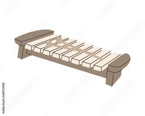 Wooden xylophone. Musical instruments silhouette. Vector illustration.
