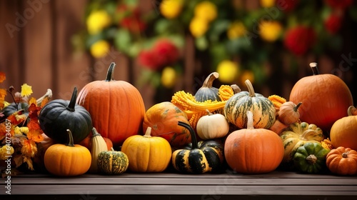 Seasonal Pumpkin Decorations for Harvest Time  generative Ai