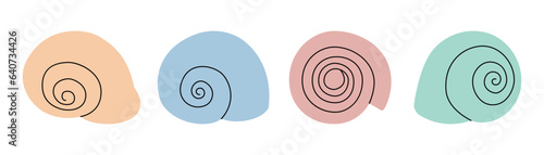 Underwater shells. Sea shells, mollusks, scallop, pearls. Tropical underwater shells. Vector illustration.